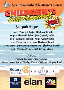 Children's Entertainment Saturday 30th August Sea Ilfarcombe Festival